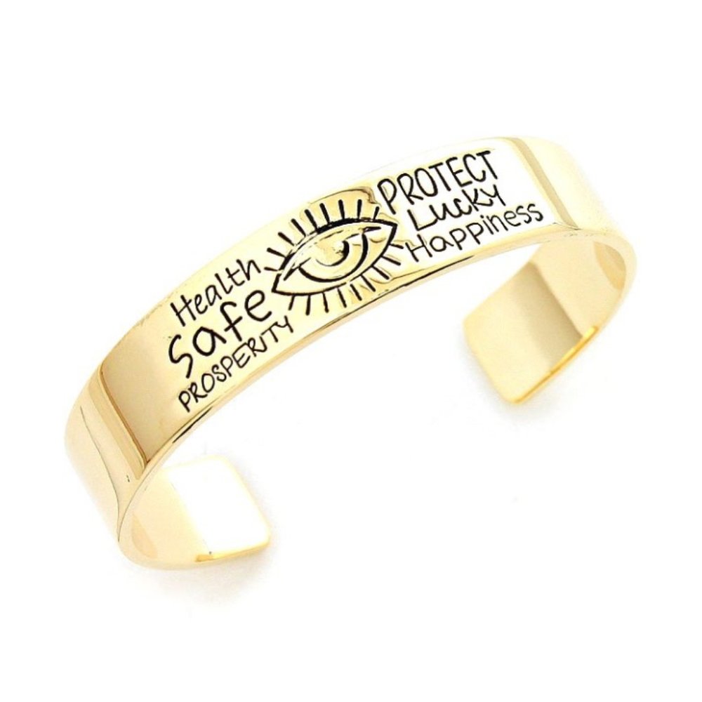 Goldtone Evil Eye Metal Cuff Bracelet